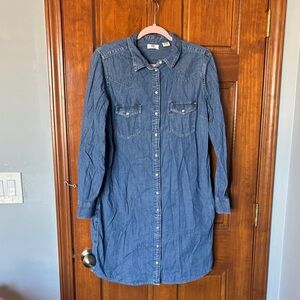 Levi’s iconic western blue chambray denim long tunic dress size XL